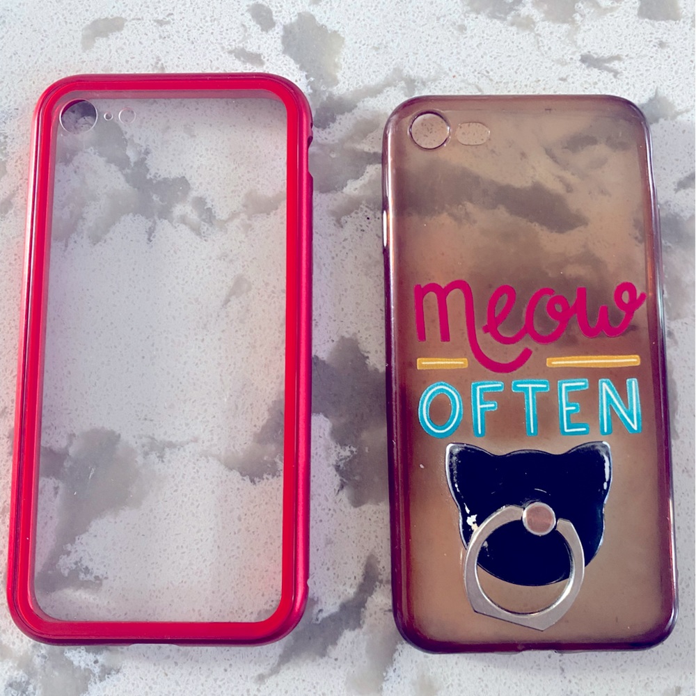 Meow Often Cat iPhone Case Fits 6/6S 7/8 SE (2020) Cell Smartphone Hard Set of 2